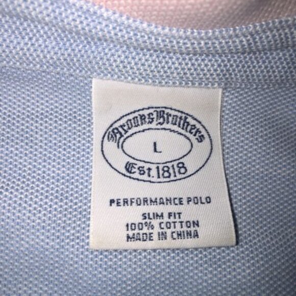 Brooks Brothers Polo Mens Pink Gray White Striped Short Sleeve Shirt L Slim Fit - Picture 2 of 8
